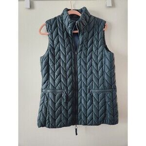 Coldwater Creek Womens M Quilted Zip Front Puffer Vest Green Lightweight Layer